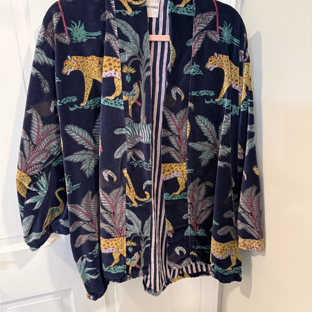 Eleanor James Penny Velvet Lounge Jacket in Delilah Cheetah